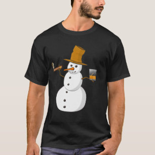 Schneemann trinkt Whiskey und raucht ein Auto T-Shirt