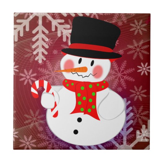 Schneemann u. Candycane Fliese (Vorderseite)