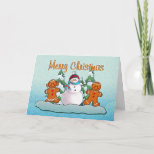 SCHNEEMANN-u. LEBKUCHEN-KINDER durch SHARON SHARPE Feiertagskarte