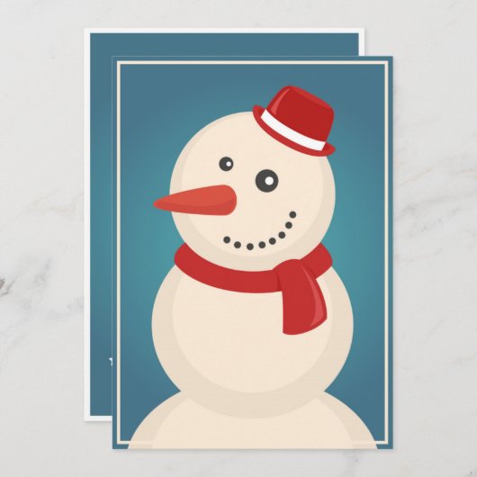 Schneemann u. Ren Feiertagskarte (Vorne/Hinten)