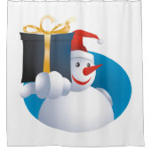 Schneemann übergibt Geschenk... Duschvorhang (Vorderseite)