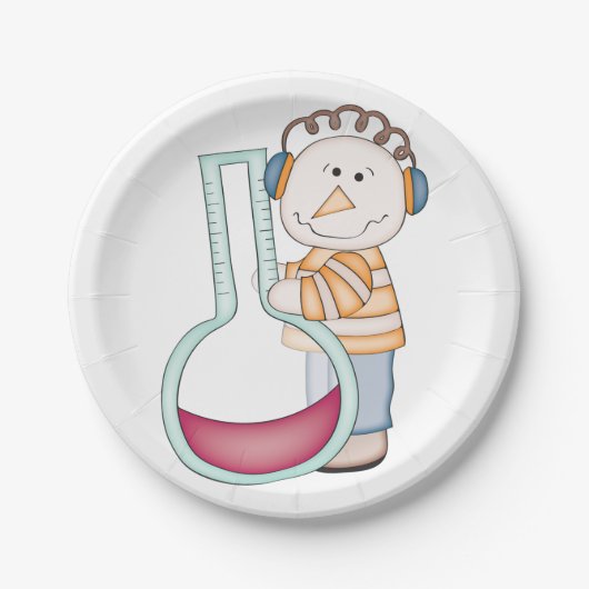 Schneemann überprüft die Temperatur Pappteller (Vorderseite)