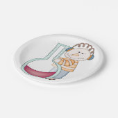 Schneemann überprüft die Temperatur Pappteller (Schrägansicht)