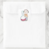 Schneemann überprüft die Temperatur Quadratischer Aufkleber (Tasche)