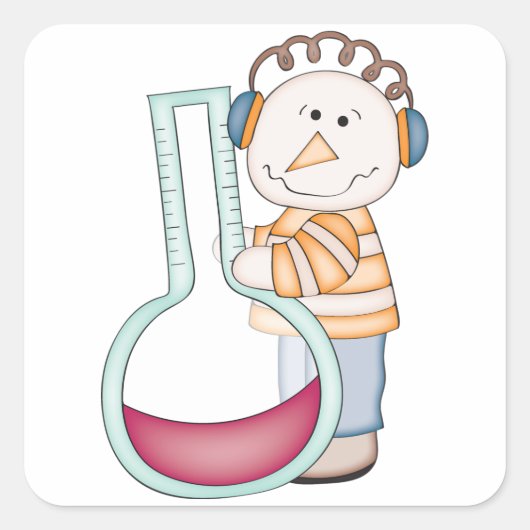 Schneemann überprüft die Temperatur Quadratischer Aufkleber (Vorderseite)