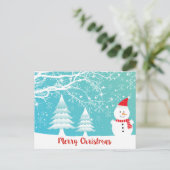 Schneemann und Abstrakte Schneeflocken Postkarte (Stehend Vorderseite)