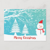 Schneemann und Abstrakte Schneeflocken Postkarte (Vorderseite)