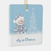 Schneemann-und Baum Babys 1. Weihnachten Keramikornament (Rechts)
