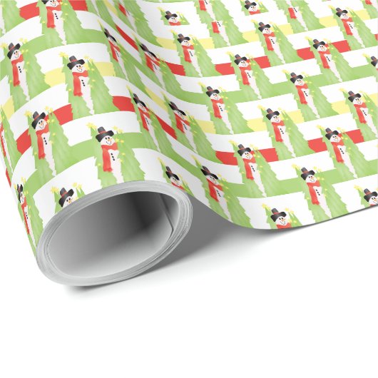 Schneemann und Baum Geschenkpapier (Rolleneckpunkt)