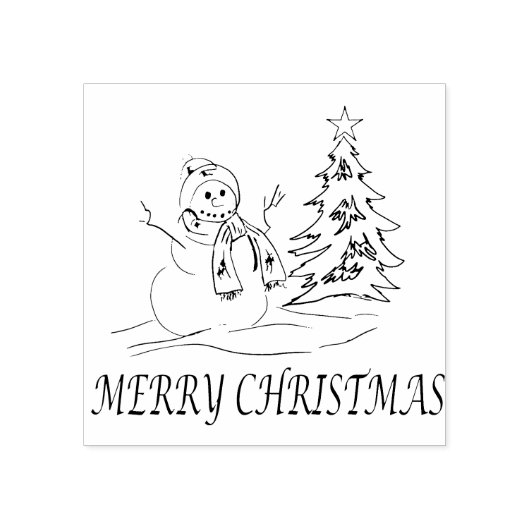 Schneemann und Baum Gummistempel (Prägung)