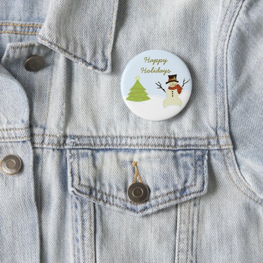 Schneemann und Baumweihnachtsknopf Button (Beispiel)