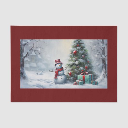 Schneemann und Baumzwirn Seidenpapier (Vorderseite)