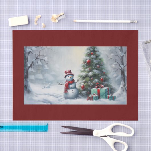 Schneemann und Baumzwirn Seidenpapier (Handwerk)