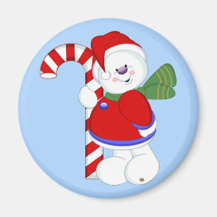 Schneemann und Candycane Magnet