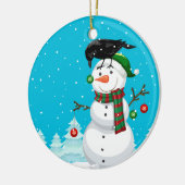 Schneemann und die Raven Christmas Keramik Ornament (Links)
