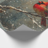 Schneemann und ein Kardinal Ölgemälde Geschenkpapier (Ecke)