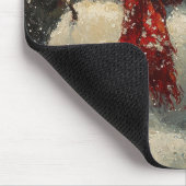 Schneemann und ein Kardinal Ölgemälde Mousepad (Ecke)