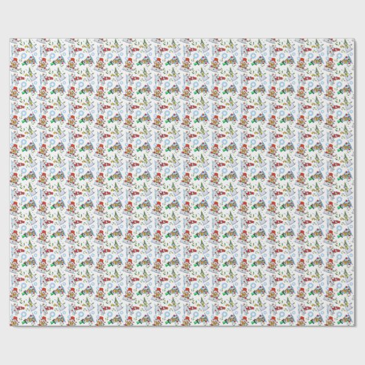 Schneemann und Feiertagsjubiläum Geschenkpapier (Flach)
