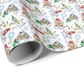 Schneemann und Feiertagsjubiläum Geschenkpapier (Rolleneckpunkt)
