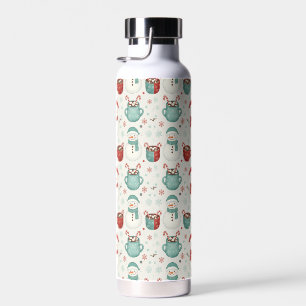 Schneemann und heiße Schokolade Weihnachten nahtlo Trinkflasche