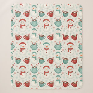 Schneemann und heiße Schokolade Weihnachts nahtlos Sherpadecke