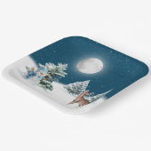 Schneemann und Hirsch im Schneeflocken Pappteller (Gewinkelt)