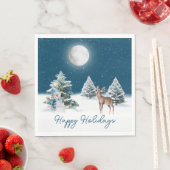 Schneemann und Hirsch im Schneeflocken Serviette (Beispiel)