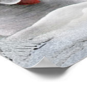 Schneemann und Kaninchen fressen Karottendruck Poster (Ecke)