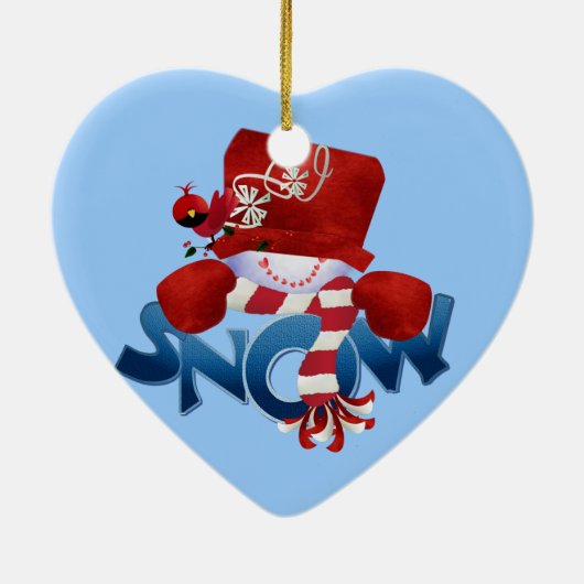 Schneemann und Kardinal 2 Keepake Ornament (Hinten)