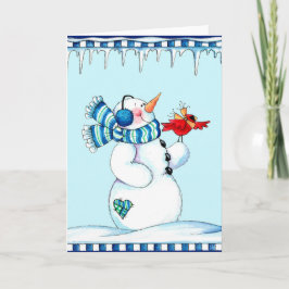 Schneemann und Kardinal Feiertagskarte