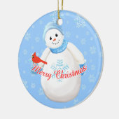 Schneemann und Kardinal Weihnachten Keepake Orname Keramik Ornament (Links)