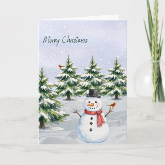 Schneemann und Kardinale Frohe Weihnachtskarte Feiertagskarte