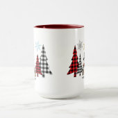 Schneemann und Karierter Weihnachtsbaum - Gemütlic Tasse (Zentrum)