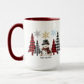 Schneemann und Karierter Weihnachtsbaum - Gemütlic Tasse (Links)