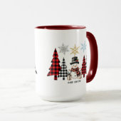 Schneemann und Karierter Weihnachtsbaum - Gemütlic Tasse (VorderseiteRechts)