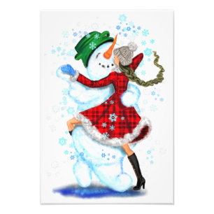 Schneemann und Mädchen Tänzer Poster