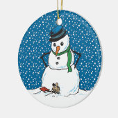 Schneemann und Maus-Ornament Keramikornament (Links)