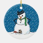 Schneemann und Maus-Ornament Keramikornament (Hinten)