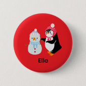 Schneemann und Pinguin erfroren Button (Vorderseite)