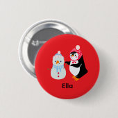 Schneemann und Pinguin erfroren Button (Vorne & Hinten)