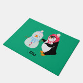 Schneemann und Pinguin erfroren Fußmatte (Schrägansicht)