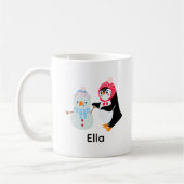 Schneemann und Pinguin erfroren Kaffeetasse (Links)
