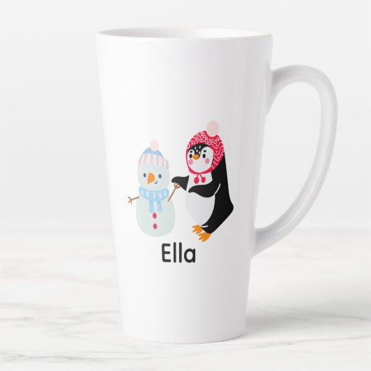 Schneemann und Pinguin erfroren Milchtasse (Rechts)