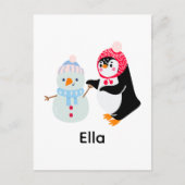Schneemann und Pinguin erfroren Postkarte (Vorderseite)