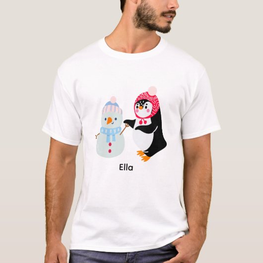 Schneemann und Pinguin erfroren T-Shirt (Vorderseite)