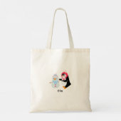 Schneemann und Pinguin erfroren Tragetasche (Rückseite)