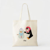 Schneemann und Pinguin erfroren Tragetasche (Vorne)