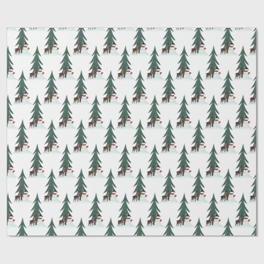 Schneemann und Reh im Schnee Geschenkpapier (Flach)