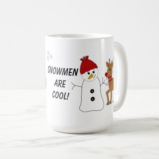 Schneemann und Rentier Kaffeetasse (VorderseiteRechts)