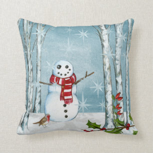 Schneemann und Schnee Kissen